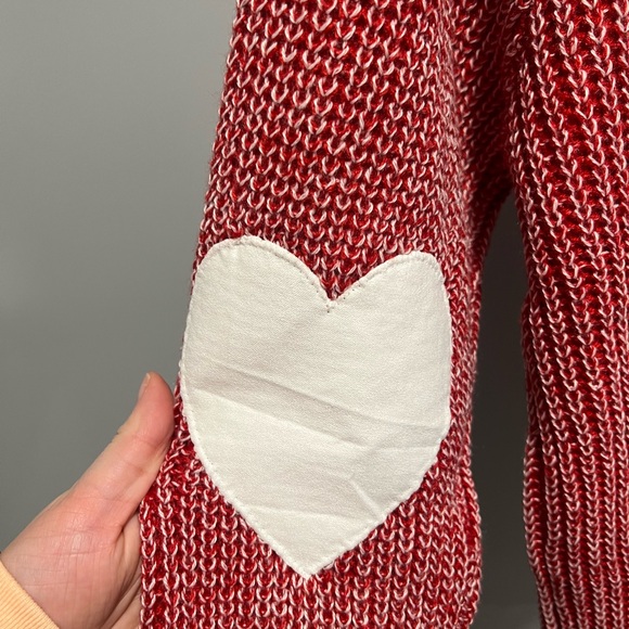 Cozy Red Knit Women's Sweater with ♥️ Patch Elbows - Picture 3 of 8